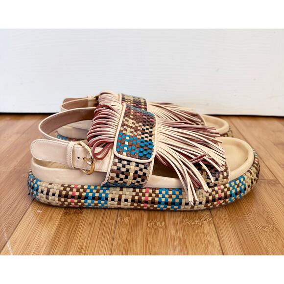 ULLA JOHNSON Alba Fringe Platform Sandals Leather Boho Slides 38 - Picture 5 of 8